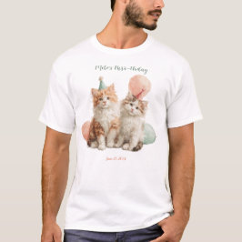 かわいい水彩テクスチャの子猫パーティー 誕生日 Tシャツ