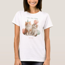 かわいい水彩テクスチャの子猫パーティー 誕生日 Tシャツ