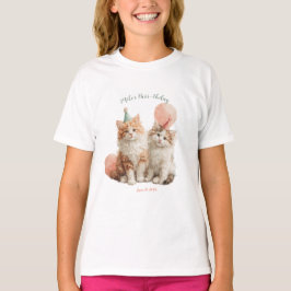 かわいい水彩テクスチャの子猫パーティー 誕生日 Tシャツ