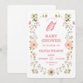 かわいい水彩テディベアが雲の上で眠る赤ちゃんの誕生  招待状 (正面/裏面)