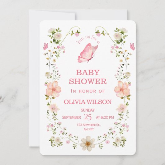 かわいい水彩テディベアが雲の上で眠る赤ちゃん  招待状 (正面)