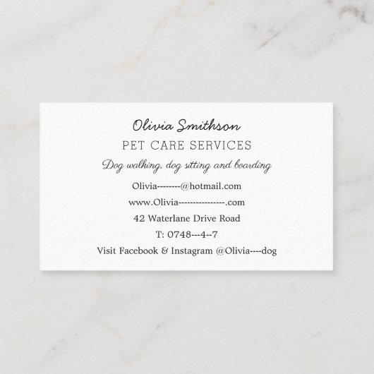 かわいい水彩ドッグウォーカー搭乗名刺 名刺 (裏面)