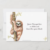 かわいい水彩ナマケモノつるアウト誕生日 招待状 (裏面)