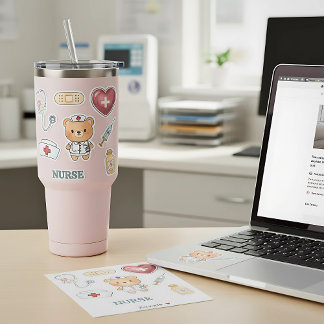 かわいい水彩ナース医療要素キスカット シール