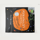 かわいい水彩ハロウィン子供写真用背景 タペストリー (正面(横))