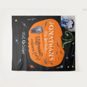 かわいい水彩ハロウィン子供写真用背景 タペストリー (正面(横))