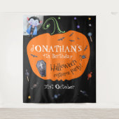 かわいい水彩ハロウィン子供写真用背景 タペストリー (正面)