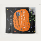 かわいい水彩ハロウィン子供写真背景 タペストリー (正面(横))