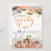 かわいい水彩ハロウィン1歳誕生日 招待状 (正面)