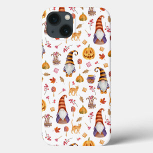 かわいい水彩ハロウィーン格言、カボチャと猫 iPhone 13ケース