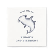 かわいい水彩ハンマーヘッドシャークの誕生日