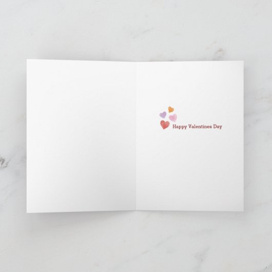 かわいい水彩ハートのバレンタインデー カード (内部)