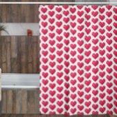 かわいい水彩ハートシンプルバレンティンパターン シャワーカーテン
