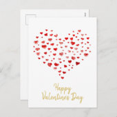 かわいい水彩ハートハッピーバレンタインデー シーズンポストカード (正面/裏面)