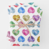 かわいい水彩ハート宝石カラフルおもしろいガーリー ラッピングペーパーシート (インサイチュ)