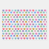 かわいい水彩ハート宝石カラフルおもしろいガーリー ラッピングペーパーシート (正面2)