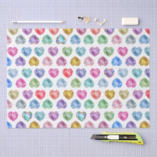 かわいい水彩ハート宝石カラフルおもしろいガーリー 薄葉紙 (クラフト)