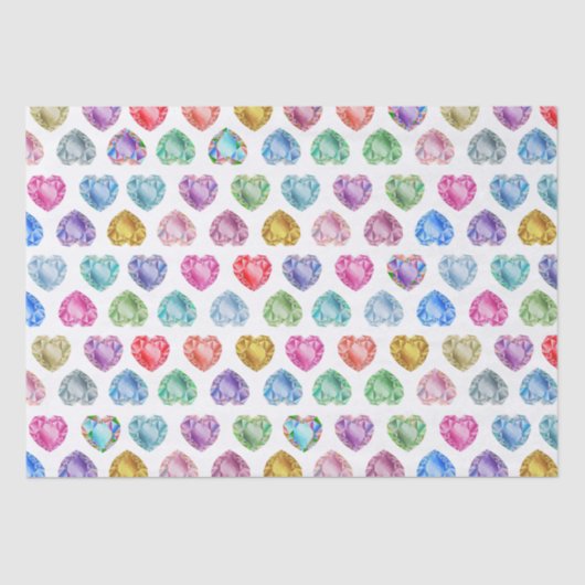 かわいい水彩ハート宝石カラフルおもしろいガーリー 薄葉紙 (正面)