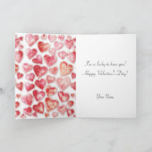 かわいい水彩ハート私たちの最初のバレンタインデー シーズンカード (内部)