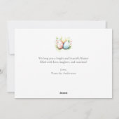 かわいい水彩バニーとイースター卵のフローラ写真 シーズンカード (裏面)