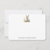 かわいい水彩バニーラビットキッズステーショナリー サンキューカード (正面)