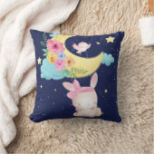 かわいい水彩バニー クッション (ブランケット)