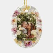 かわいい水彩バニー |春の花 |フォトCer セラミックオーナメント (裏面)