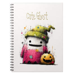 かわいい水彩パッチワークの幽霊ハロウィン ノートブック