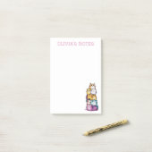 かわいい水彩パーソナライズされた猫好きおもしろい ポストイット (デスク上)