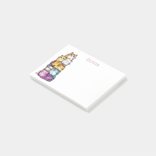かわいい水彩パーソナライズされた猫好きおもしろい ポストイット (アングル)