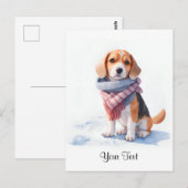 かわいい水彩ビーグル子犬犬パーソナライズド ポストカード (正面/裏面)