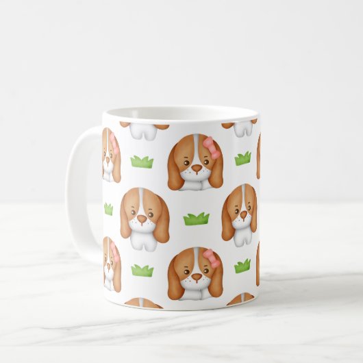 かわいい水彩ビーグル犬 コーヒーマグカップ (正面左)