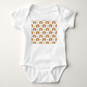 かわいい水彩ビーグル犬 ベビーボディスーツ