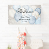 かわいい水彩ピンクと白の風船パーティーへようこそ 横断幕 (インサイチュ)