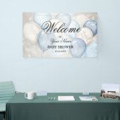 かわいい水彩ピンクと白の風船パーティーへようこそ 横断幕 (トレードショー)