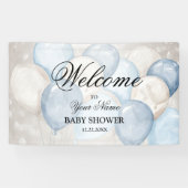 かわいい水彩ピンクと白の風船パーティーへようこそ 横断幕 (横)