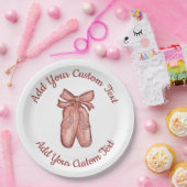 かわいい水彩ピンクのバレエシューズカスタムパーティー ペーパープレート (パーティー)