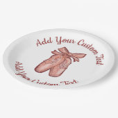 かわいい水彩ピンクのバレエシューズカスタムパーティー ペーパープレート (アングル)