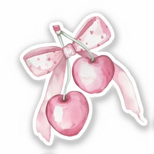 かわいい水彩ピンクの実の女の子 シール (正面)