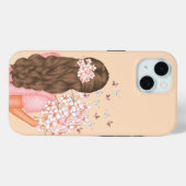 かわいい水彩ピンクの花々彼女のためにモノグラーム Case-Mate iPhoneケース (裏面 (横))
