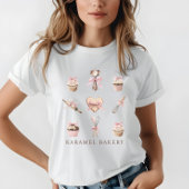 かわいい水彩ピンクの食器&カップケーキベーカリー トライブレンドTシャツ