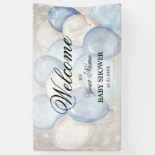 かわいい水彩ピンク白風船パーティへようこそ 横断幕 (縦)