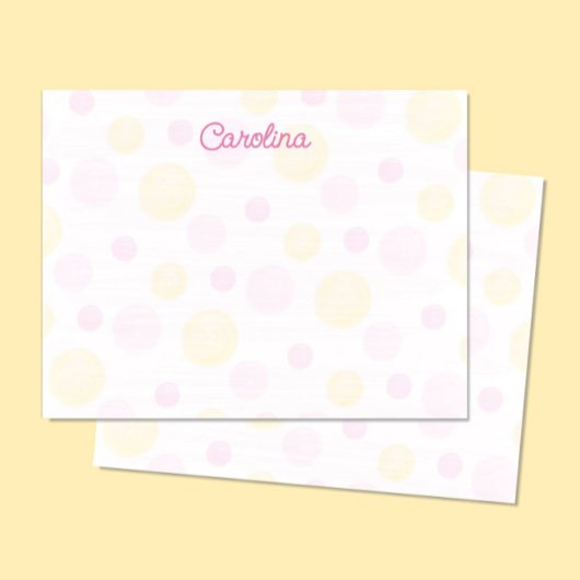 かわいい水彩ピンク黄色ドットメモカード 招待状
