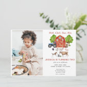 かわいい水彩ファームアニマルズ子供の誕生日 招待状 (スタンド正面)