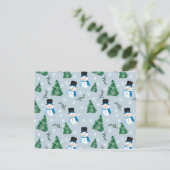 かわいい水彩フェスティバル雪模様 シーズンポストカード (スタンド正面)