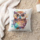 かわいい水彩フクロウのグラフィック クッション (ブランケット)