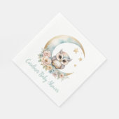 かわいい水彩フクロウのベビーシャワー スタンダードランチョンナプキン (角)