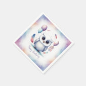 かわいい水彩フクロウの風船 誕生日 スタンダードカクテルナプキン (角)