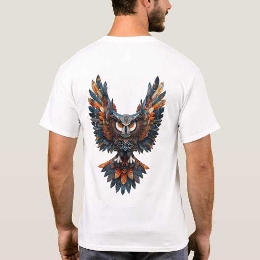 かわいい水彩フクロウTシャツ Tシャツ (裏面)