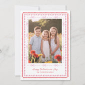 かわいい水彩フレーム ハート ボウ フォト バレンタインズ シーズンカード (正面)